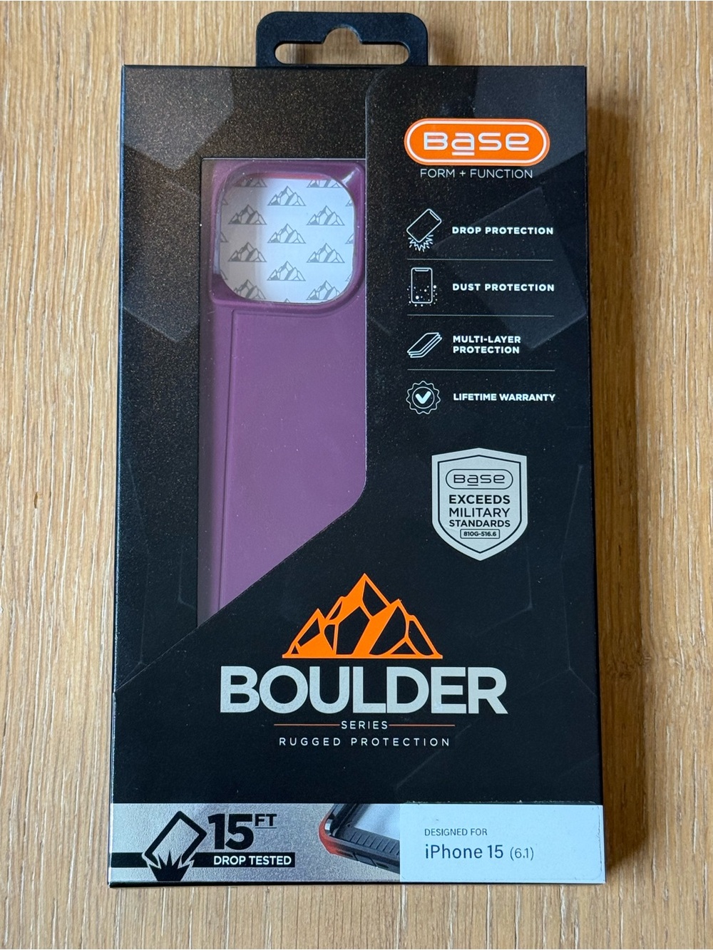 New Boulder Rugged Protection Case for iPhone 15 6.1” Purple Cranberry Red case